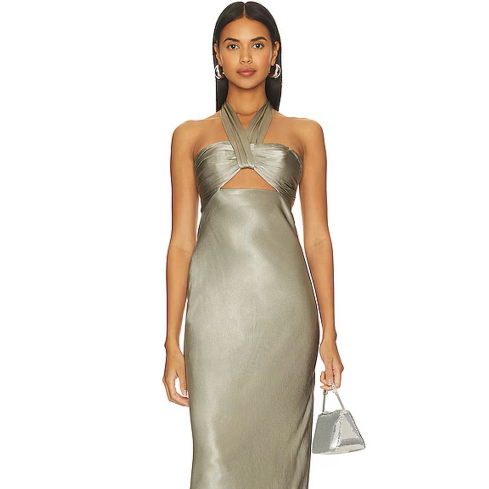Stunning Shona Joy La Lune Ruched Halter Dress